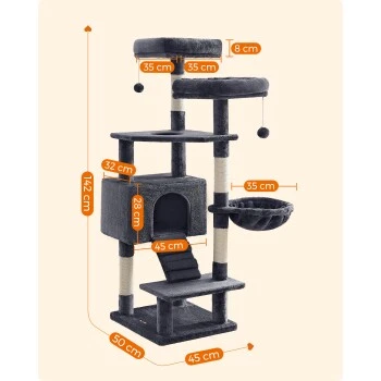 FEANDREA Katzenbaum 142cm hellgrau dunkelgrau