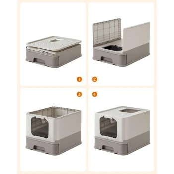 FEANDREA Katzentoilette, mit Deckel Grau