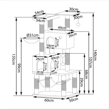 Lionto Kratzbaum, Höhe 140 cm dunkelgrau