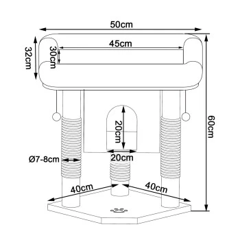 Lionto Kratzbaum 60 cm dunkelgrau
