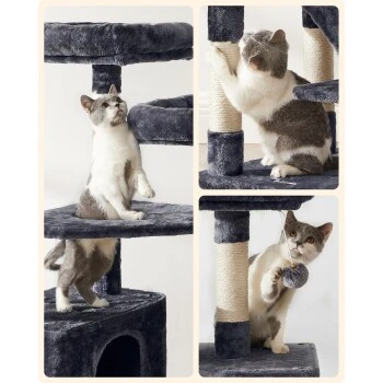 FEANDREA Katzenbaum 142cm hellgrau dunkelgrau