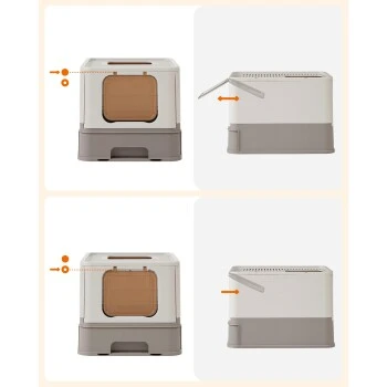 FEANDREA Katzentoilette, mit Deckel Grau