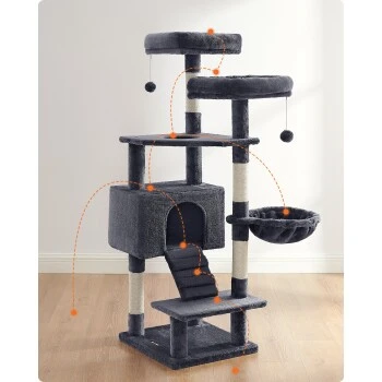 FEANDREA Katzenbaum 142cm hellgrau dunkelgrau