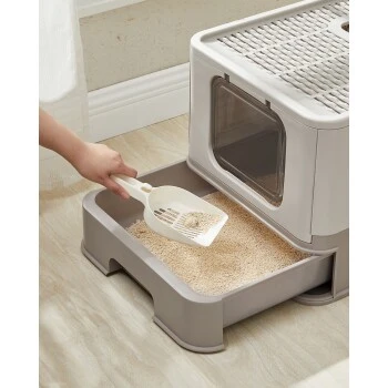 FEANDREA Katzentoilette, mit Deckel Grau