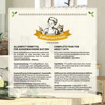 Betty's Landhausküche Frischebeutel Geflügel pur 12 x 100g für Katze