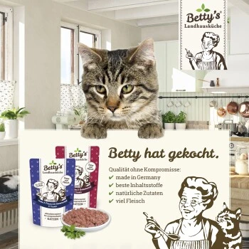 Betty's Landhausküche Frischebeutel Huhn & Fasan 12 x 100g für Katze