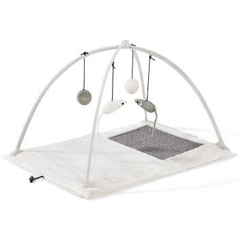 Trixie Kratzmatte mit Spielzeugen Mobile grau