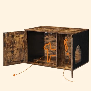 FEANDREA Katzenklo Schrank Braun-Schwarz