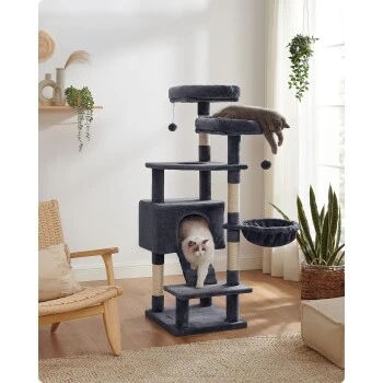 FEANDREA Katzenbaum 142cm hellgrau dunkelgrau