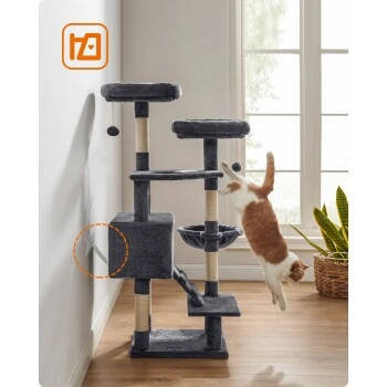 FEANDREA Katzenbaum 142cm hellgrau dunkelgrau