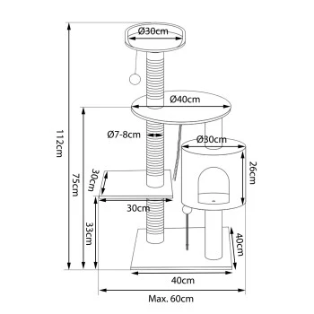 Lionto Kratzbaum Höhe 112 cm weiß/ beige