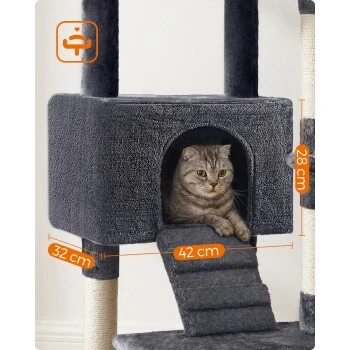 FEANDREA Katzenbaum 142cm hellgrau dunkelgrau